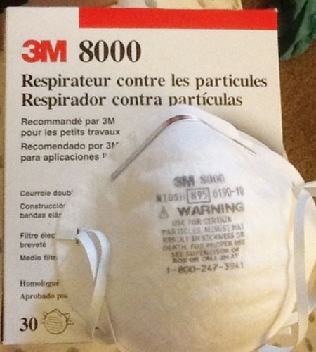 Thirty (30) 3M 8000 N95 Particle Respirator Mask Made USA NIOSH face Free Ship