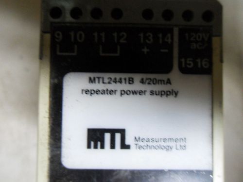 (L14) 1 NEW MEASURMENT TECHNOLOGY MTL2441B REPEATER POWER SUPPLY 120V 4/20MA