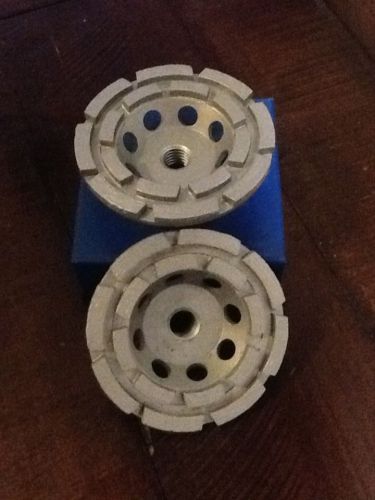 4” Double Row Concrete Diamond Grinding Cup Wheel 5/8&#034; 2 PIECES