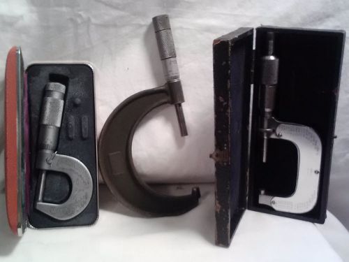 Machinist micrometers lot of 3 0-1&#034; 1-2&#034; and 2-3&#034; brown and sharpe and lufkin for sale
