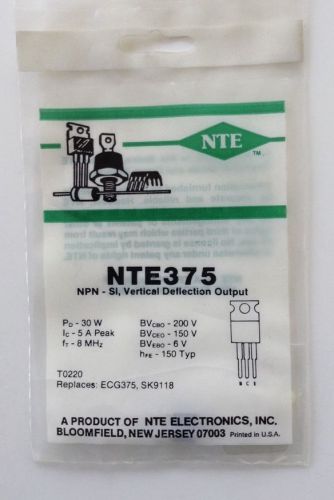 NTE375 NPN-Silicon Vertical Deflection Output Case TO220 Replaces ECG375,SK9118