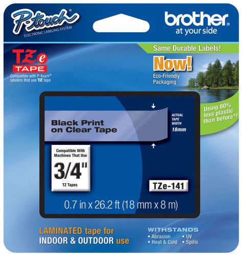 NEW Brother TZe-141 Black on Clear P-touch Tape Genuine TZe141 TZ141 label