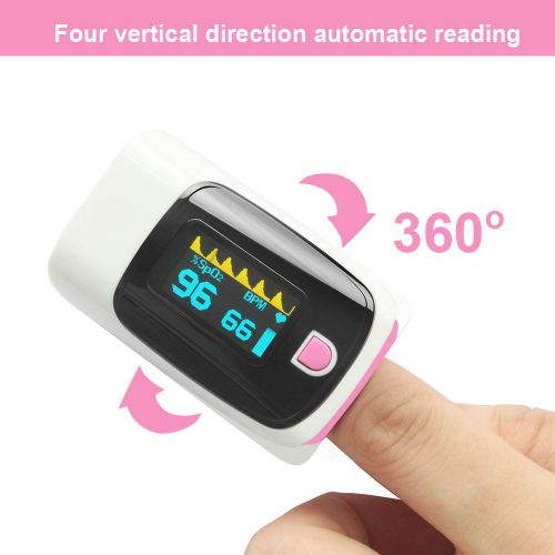 Toprime OLED Heart Rate Monitor Fingertip Pulse Oximeter (Pink)