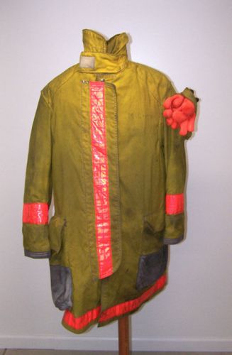 Janesville mens firefighter turnout coat size 44 &amp; gloves for sale