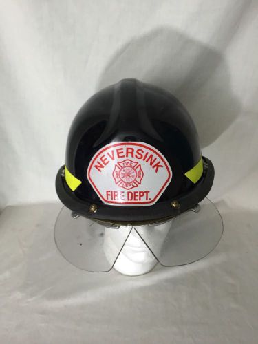 Bullard Fire Helmet Black with Half Facesheld Neversink Fire Department New York