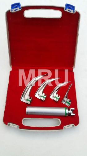 Fiber Optic Macintosh Laryngoscop set 4 Blades 1 Handle Anesthesia Instruments