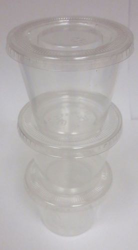 Crystalware Disposable Plastic Portion Cups with Lids, 100 Sets (5.5 oz.) Clear