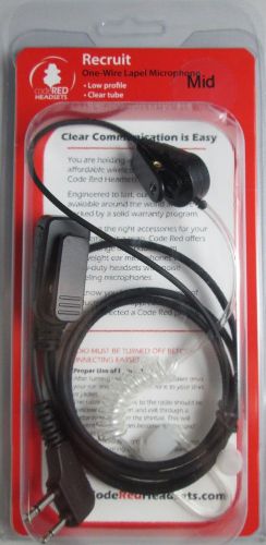 Code Red CRD20121 Single Wire Mic w/ Acoustic Tube Earpiece For Midland Radio