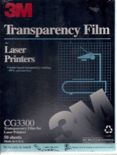 3M Transparency Film CG3300 for Laser Printers 50 Sheets Sealed  8 1/2 X 11&#034;