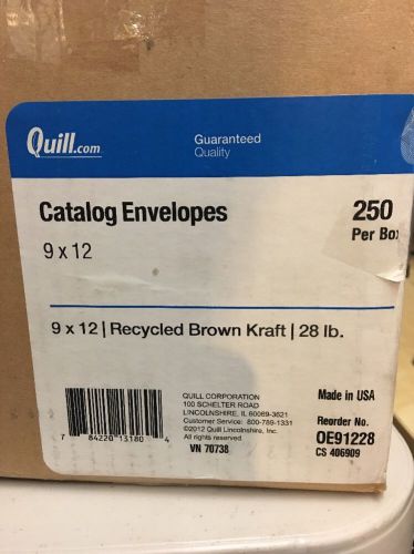 Quill Brand Catalog Envelopes Cases - 250 Per Case - Brown Kraft - NEW