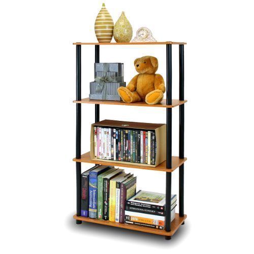 Storage shelf 4 shelves cabinet rack room book display organizer furniture wood for sale