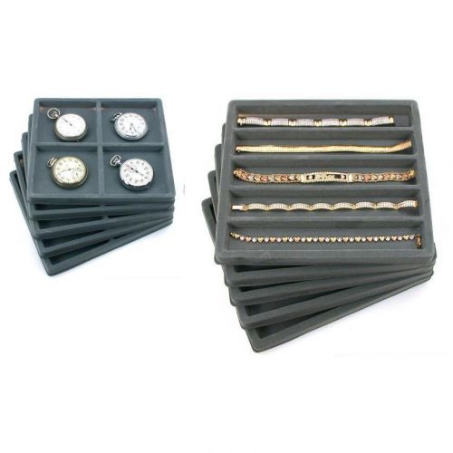 10 Gray Display Tray Inserts (5) 4 Slot Display Tray &amp; (5) 5 Slot Display Tray