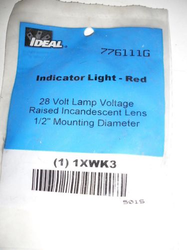 New ideal indicator light, 776111g, red, 125v, 1/2&#034; mounting, 6&#034; leads for sale