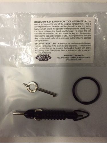 POLICE CARBON FIBER HANDCUFF KEY ZAKTOOL with EXTENSION and SPARE KEY ZT15 NEW