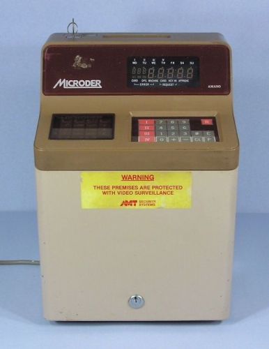 * AMANO Microder MR7520 Employee Punch Card Time Clock Recorder + Key + Manuals