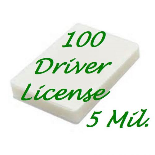 Drivers License 100 Pack Laminating Laminator Pouch Sheets 5 Mil. 2-3/8 x 3-5/8