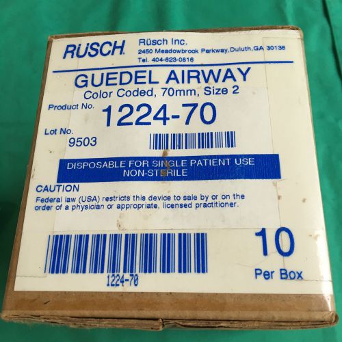 RUSCH GUEDEL AIRWAY-REF#1224-700, 70mm, SIZE 2, LOT OF 10 NEW