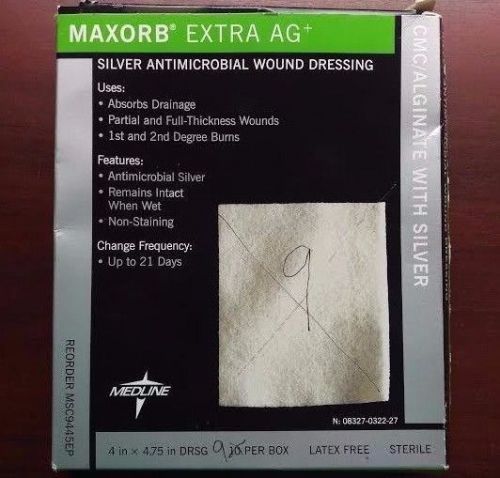 MEDLINE Maxorb Extra AG 4&#034;x4.75&#034; Box of 9 #MSC9445EP Silver Wound Dressing!