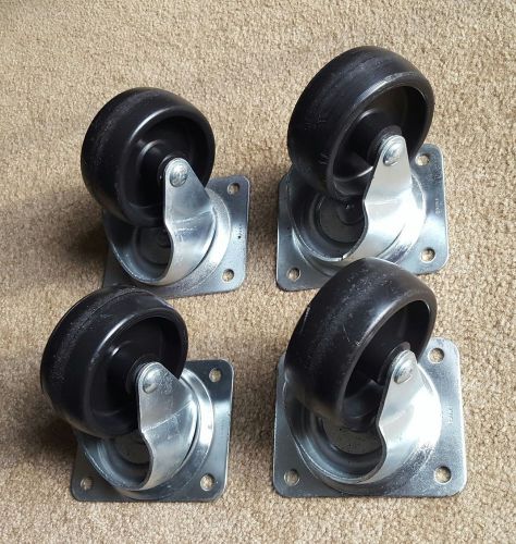 4&#034; heavy duty ball bearing swivel casters - premium hard rubber wheels! for sale