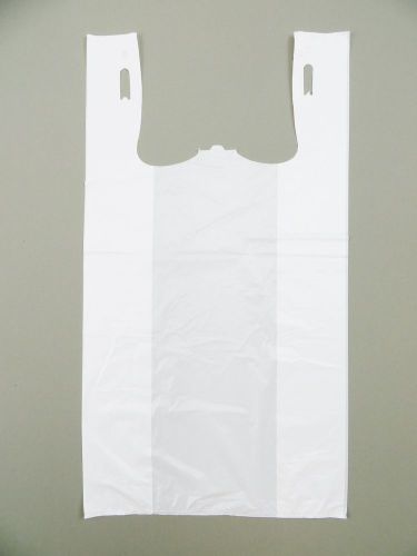 Plastic Bag-Standard White Plain T-Shirt Bag 11.5&#034;x6.5&#034;x21.5&#034; 15 mic - 100 ba...