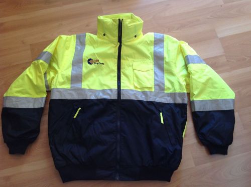 waterproof safety jacket with hood and Removable fleece lining. Size Large