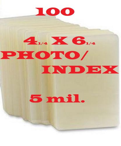 4-1/4 x 6-1/4 100 PK 5 mil  Laminating Laminator Pouches Sheet Video Photo