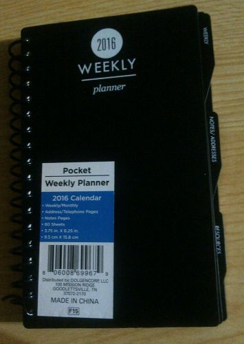 2016 Weekly / Monthly Planner Calendar Purse Fit Size 6.25&#034; x 3.75&#034; BLACK