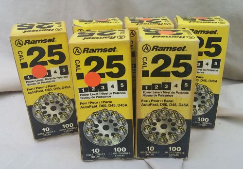 Ramset 6 boxes 10 discs 100 600 total loads #4 yellow 25 cal round disc shots for sale