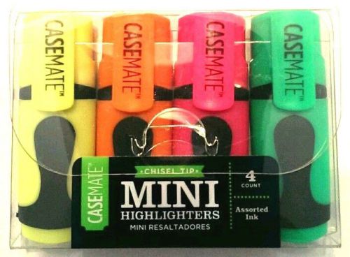 Casemate BH-2000 Chisel Tip 2.25 in. Mini Highlighters w/4 Assorted Neon Colors