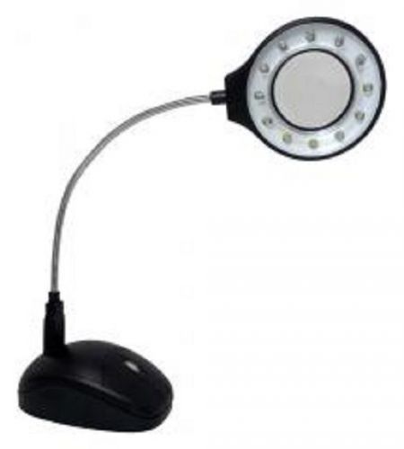 Power Magnifier 2X  LED Lamp, Flexible Neck Balanced Base, Battery Or USB Power
