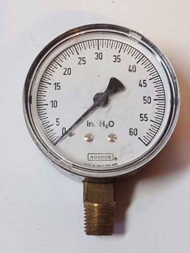Noshok 0-60 in H2O Water Pressure Gauge 1/4&#034; Metal Black Industrial Science Tool