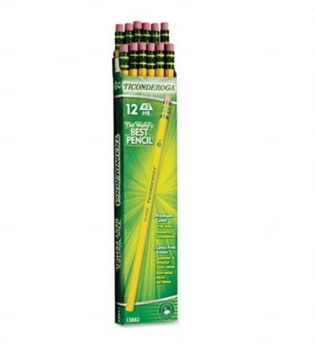 Dixon Ticonderoga Wood-Cased Pencils, #2 HB, Yellow, Box Of 12 (13882)