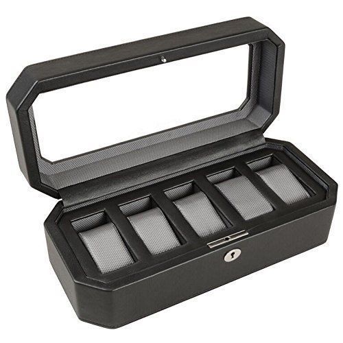 Wolf Windsor Five Piece Locking Watch Box in Black and Grey
