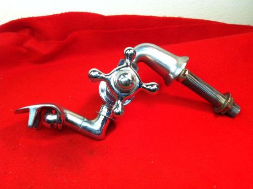 Vtg haws drinking water fountain faucet w/ turn handle chrome brass hd nice! for sale