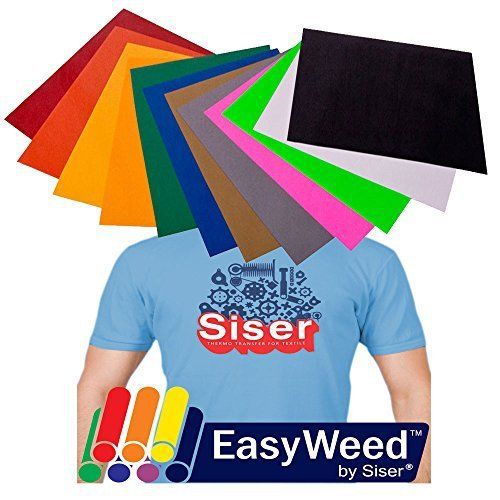 SISER EasyWeed Heat Transfer Vinyl, 12 x 15&#034; 12-Color Starter BUNDLE