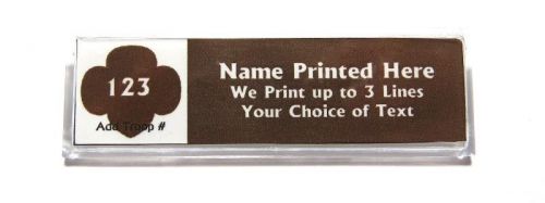 Trefoil Brown Custom Name Tag Badge ID Pin Magnet for Girl Scouts Brownie Leader