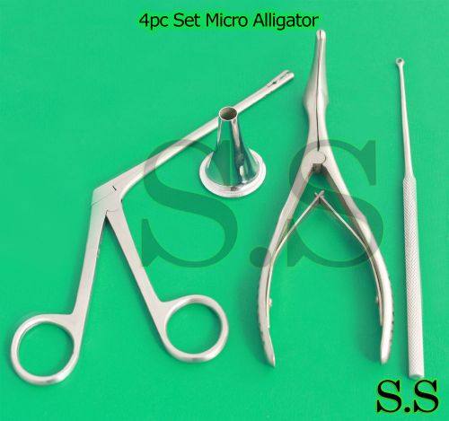 4pc Set Micro Alligator 3&#034; Baby Nasal Speculum,Ear Loop ENT Nasal Instrument