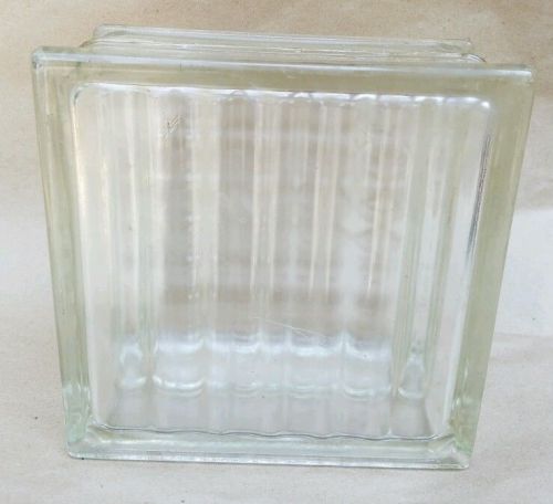 Vintage Architectural Glass Building Block 7-3/4&#034;Squarex4&#034; Optic Ribbed  Crafts