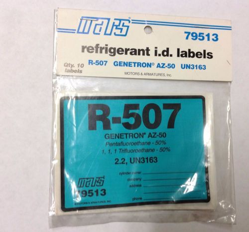 ~discount hvac~ ms-79513 - mars r-507 refrigerant i.d. labels - 10 in package for sale