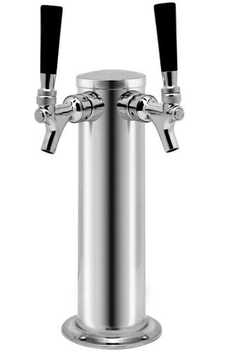 Kegco KC D4743DT-SS Double Tap Stainless Steel Draft Beer Kegerator Tower 3&#034; ...