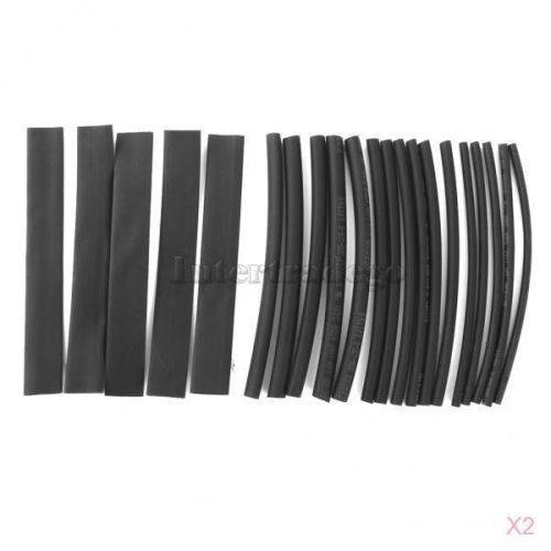 2x 20pcs heat shrinkable tubing tube wire electrical cable sleeving wrap black for sale