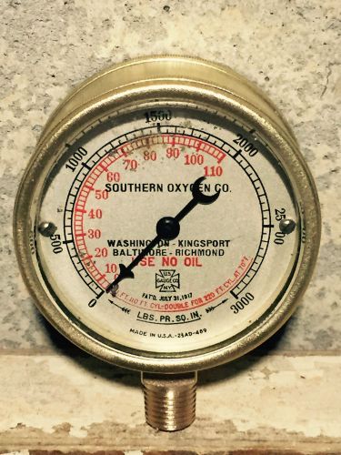 Vintage 1917  brass pressure gauge, steampunk, water antique thick beveled glass for sale