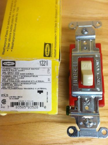 Hubbell 12211 HBL12211 Toggle Switch 20A 120-277V Ivory - Single Pole