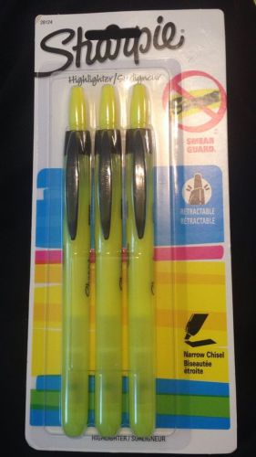 Sharpie Accent Retractable Highlighters, Chisel, Fluorescent Yellow, Pack of 3