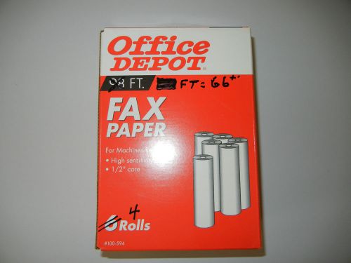 Office Depot Fax Paper Rolls 98 Ft. High Sensitivity 1/2&#034; Core 4 Rolls NEW