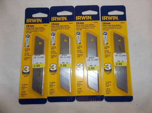 4 packs irwin 18mm utility knife snap blades, 3 per pack, #2086400 for sale