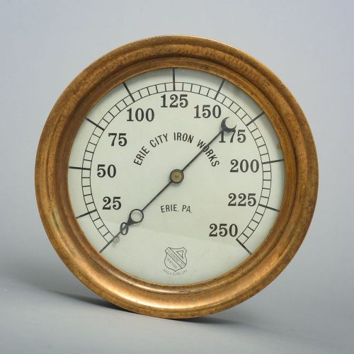 Erie city iron works antique pressure gauge ashcroft mfg co. new york 9.75&#034; diam for sale