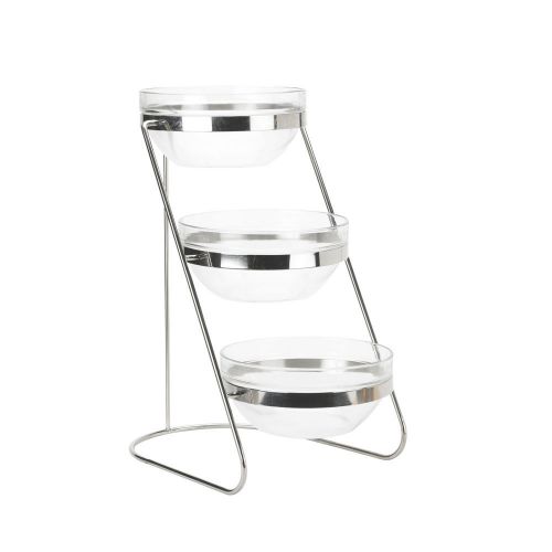 Winco TDS-3, 3-Tiered 18-8 Stainless Steel Display Server Stand Set with Glass C