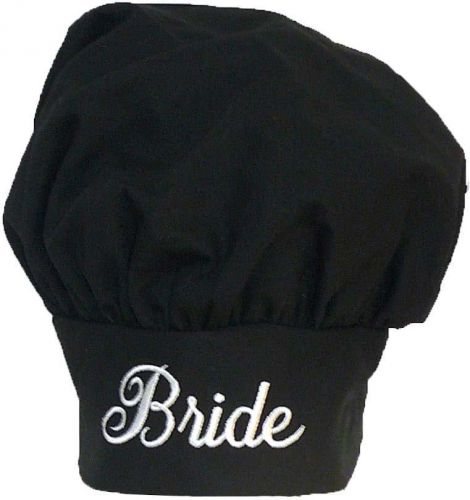 Bride Script Chef Hat Black Bridal Wedding Engagement Love Monogram Embroidered