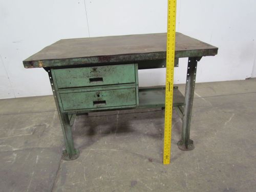 48&#034;x34&#034; butcher block wood top industrial workbench table kitchen island for sale